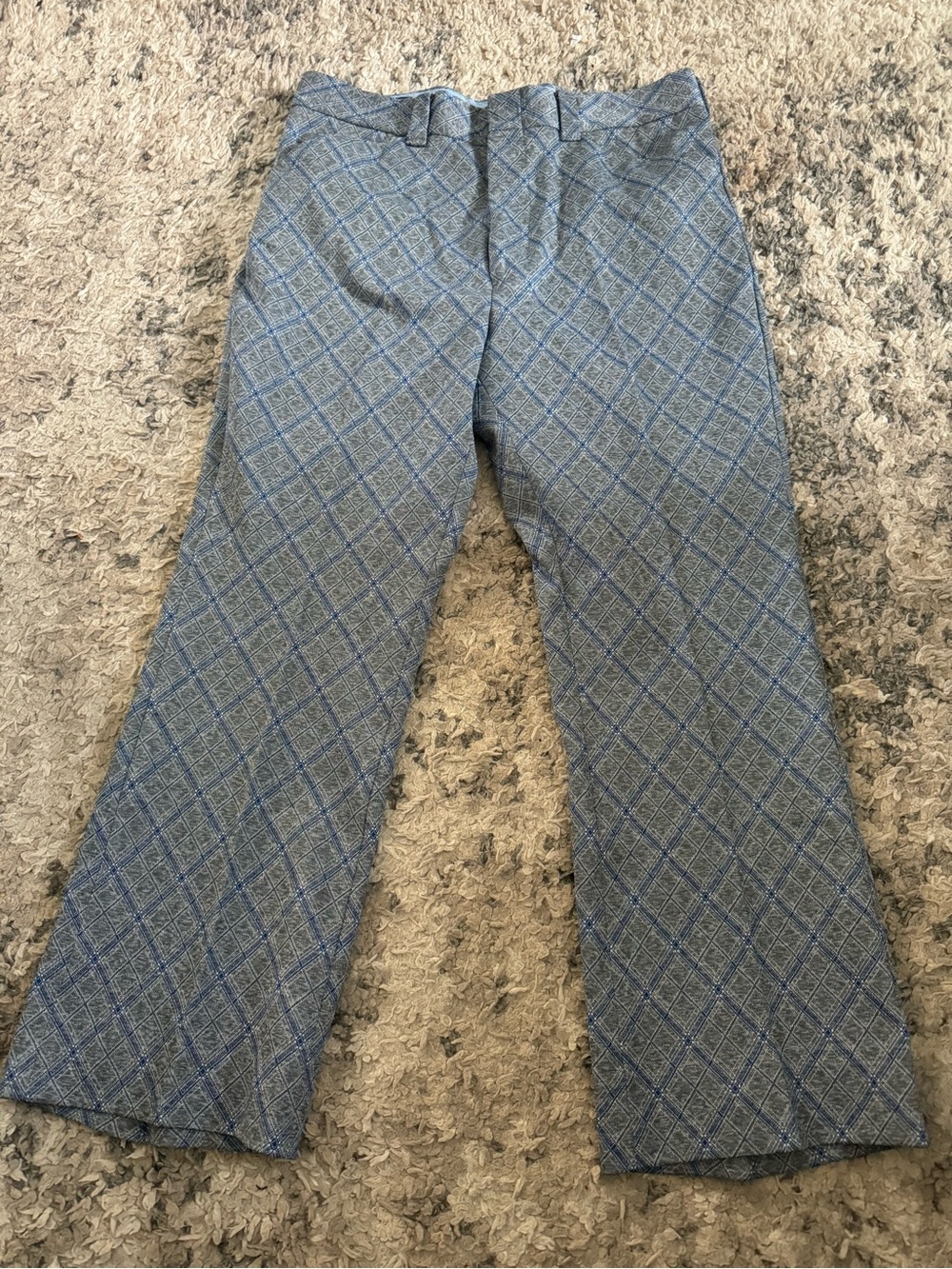 Vintage 1970’s Mr. Wrangler Men's Blue Diamond Plaid Dress Pants - Tailored